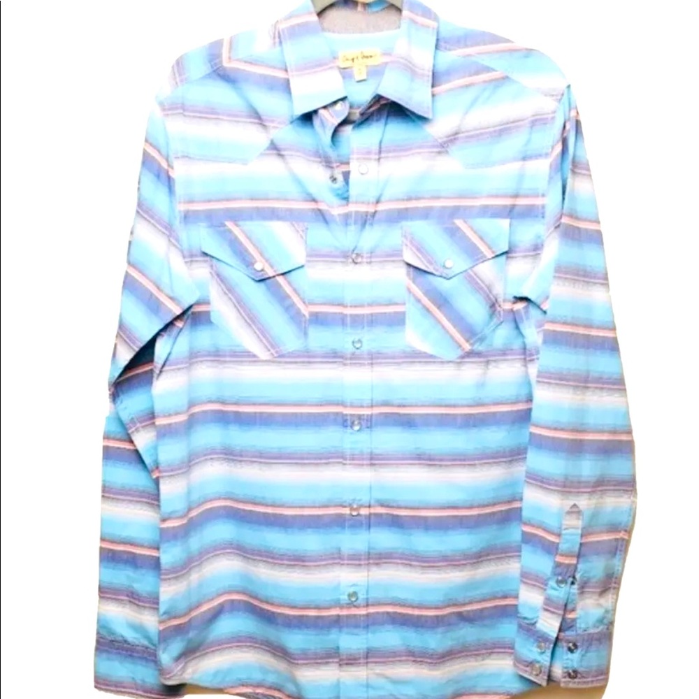 VTG CHIP AND PEPPER PEARL SNAP UP LONG SLEEVE WESTERN/AZTEC Sz Medium